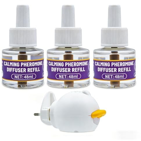 Rocky Green Juego de difusor de feromonas calmante para gatos con 3 recambios, ingredientes naturales, 48 ml cada uno, alivio de la ansiedad y el estrés para gatos de todas las edades