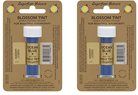 2 x Sugarflair Ocean Blue Edible Blossom Tints Food Colour Colouring Dust Powder