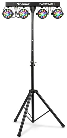 BeamZ PartyBar3 Disco Light Bar with Stand - Magic Balls & PARs, DJ Lighting System for Disco Party Lights, Compact & Versatile for Events, Weddings,and Stage Performances - DMX Stage Lighting System