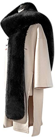 Écharpe Fausse Fourrure de lapin Foulard Femme Hiver Automne Chaud Cache-col Châle Longue Vintage Étole Classic Couleur Pure Luxueux Vogue Écharpe Cadeau de Noël 185×15cm