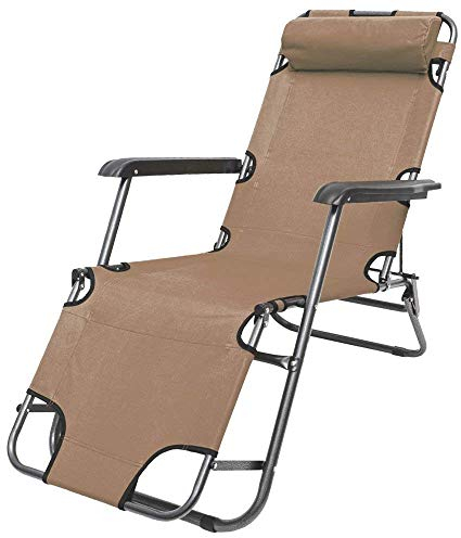 AMANKA Campingstuhl 153x60cm Liegestuhl Sonnenliege Strandliege Campingliege Klappliege Liege Beige