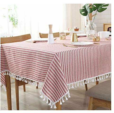 Anze Rechteckige Tischdecke mit Streifen, antibakteriell und knitterfrei, fleckenabweisend, staubdicht, dekorative Tischdecke für Küche, Esszimmer, Innenhof, Café, Party oder Picknick