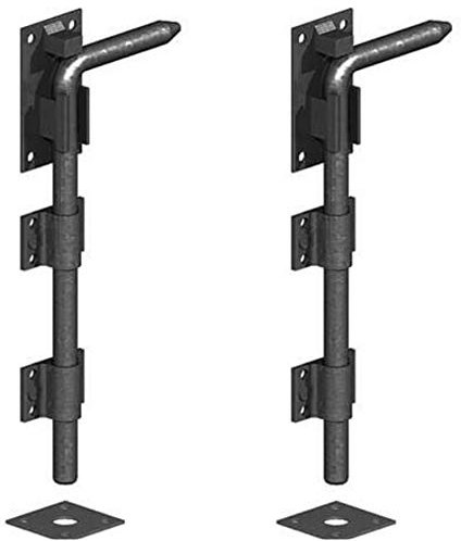 Haven Heritage Gate Drop Bolt Secure System - Heavy Duty Drop Down Bolt for Enhanced Security for Driveway Gates, Wooden Gates, Barn and Stable - Garage Door Bolt, Gate Bolt Black - 2 x 600mm (24)