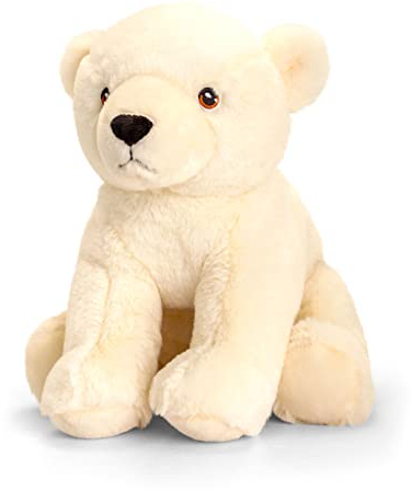 Keeleco SE6121 Plüschtier Eisbär, ca. 25 cm, aus recycelten Materialien, Augen aufgestickt aus Baumwolle