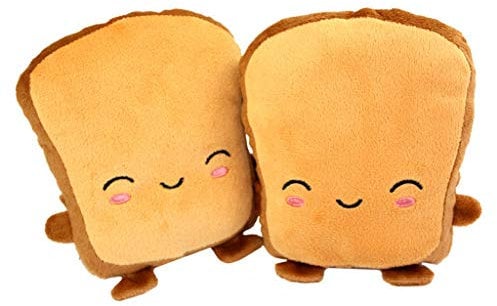 qiaoxiahe Cute Toast Hand Warmers Winter Fingerless USB Heated Gloves for Typing Thermal Plush Indoor No Finger Gloves Laptop Warmer Mittens Wearable Phone/Computer Gloves