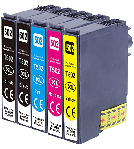 OBV Kompatibel 5X Druckerpatrone ersetzt Epson 502 502XL für Expression Home XP-5100 XP-5105 XP-5115 XP-5150 XP-5155 Workforce WF-2860DWF WF-2865DWF WF-2880DWF WF-2885DWF - schwarz,Cyan,Magenta,gelb