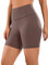 CRZ YOGA Femmes Sentiment Nu Yoga Shorts - 15cm Taille Haute Entraînement en Cours Motard Shorts Taupe Pourpre 44