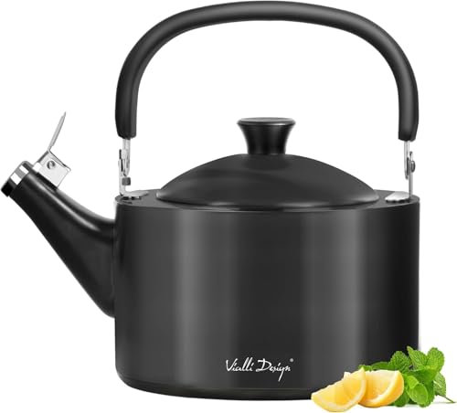 VIALLI DESIGN Edelstahl-Induktion-Gas-Wasserkocher Diamante, 1,5 Liter Fassungsvermögen mit Pfeife, ein klassischer Wasserkocher für jede Küche