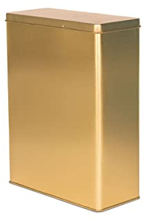 Teemando NEU Vorratsdose gold, 1 kg eckig mit Schanierdeckel 19 x 8,7 x 25 cm