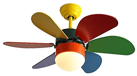 SCZWP8 Macaron Rainbow LED Ceiling Fan With Light Dimming With Remote Control Modern Fan Chandelier Ceiling Silent Invisible Ceiling Fan Light Dining Room Bedroom Chandelier
