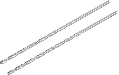 sourcing map HSS (Alta Velocidad Acero) Extra Largo Helicoidales broc*s, 4mm broc* Diámetro 160mm Largo 2uds