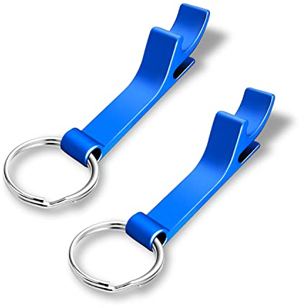 2 Stücke Flaschenöffner Schlüsselanhänger Metall,Bieröffner schlüsselanhänger Personalisiert,Bottle opener keychain,Beer opener keychain für Familie Camping Parteien (Blue)