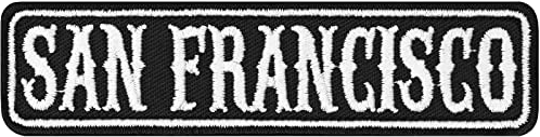 Motorrad Jacke Aufnäher SAN FRANCISCO Sticker zum annähen/aufbügeln | San Francisco California Biker Patch Rangabzeichen Rankpatch für alle Stoffe | Motorcycle Applikation | 100x25mm