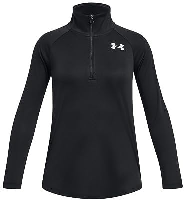 Under Armour Sweat à Capuche Tech Graphic Half Zip Sweatshirt Fille, (001) Noir/argenté métallisé, L