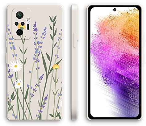 XINYEXIN Silikon Hülle für Xiaomi Redmi Note 10 Pro 4G mit Süßes Muster Ultra Dünn Gerade Kante Weiches Silikon Handyhülle Stoßfest Schutzhülle - Lavender, White