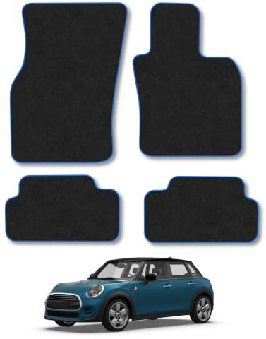 Mini Cooper (2014-2024) [5 Door] Carpet Car Mats | Blue Edge Trim Tailored Fit Floor Mats Full Coverage Protection Accessories Easy Clean Anti Slip Made in the UK
