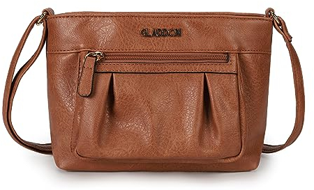 Gladdon Handtasche Damen Kleine,Frauen Leichte Umhängetasche Multi Pocket Casual Wasserdichte Vintage Messenger Tasche(Braun)
