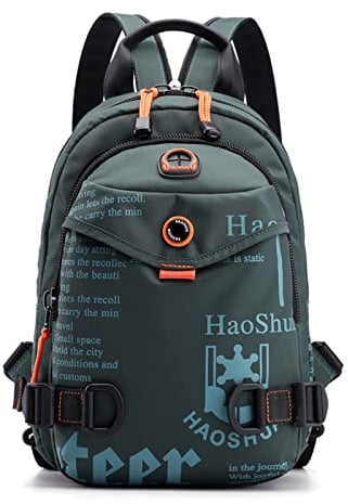 FANDARE Sling Bags Chest Shoulder Bag Casual Daypacks Women Men Crossbody Bags Cover Pack Rucksack Travel Hiking Bicycle Sport Small Daypacks with Earphone Hole & Detachable Shoulder Strap Dark Green