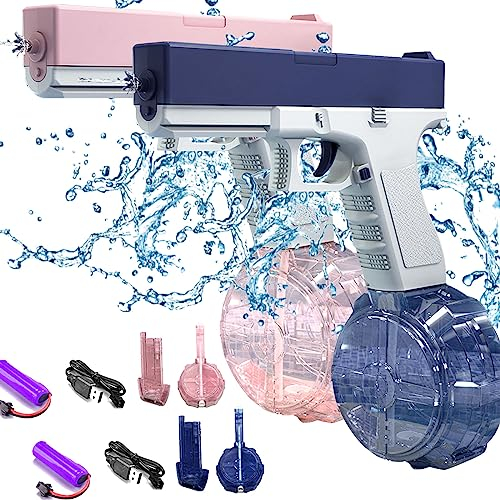 Elektrische Wasserpistole für Erwachsene und Kinder, 434 ml Kapazität, elektrische Wasserpistole, für Sommer, maximale Reichweite 32 m, Spielzeug für Sommer, Strand Pool (Blau + Rosa)