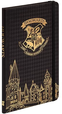 United Labels Harry Potter - Hogwarts Castle Hardcover Notizbuch Liniert 80 Blatt mit Gummiband Schwarz 13 x 21 cm