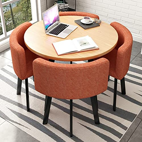 AKFJOSGE Tisch- und 4-Stühle-Set, Esstisch mit 4 Stühlen, runder Konferenztisch, Küchentisch mit Stuhl, Büro-Empfangsraum-Club-Tisch- und Stuhl-Set L90*W90*H75cm 10