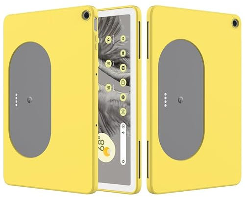 Custodia per tablet Google Pixel da 11 pollici (2023), in silicone liquido, flessibile in gomma morbida gel, sottile, protettiva antiurto, gialla