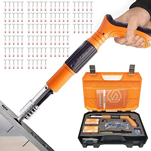 Cordless Mini Nail Gun Rivet Tool - 4-Speed Adjustment, Automatic Slag Discharge - Ideal for Wall Anchor, Ceiling, Concrete - Decorate Household with Wire Slotting Device