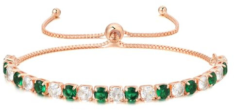 LOVANS Bracciale Tennis Donna Argento con Zirconio, Regolabile, Regali Natale, Laurea, Compleanno (Più Verde Oro Rosa)