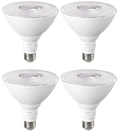 EDISHINE PAR38 Flood Lights Outdoor Bulb, Dimmable LED Flood Light Bulbs, 1800LM, 18W Equivalent 120W, Weatherproof LED Light Bulb for Backyard, Garage, Porch, Garden, 5000K Daylight, E26, 4 Pack