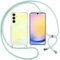 ISOI Funda con Cuerda para Samsung Galaxy A25 5G, Carcasa Transparente TPU Suave Silicona Case con Correa Colgante Ajustable Collar Correa de Cuello Cadena Cordón, Verde