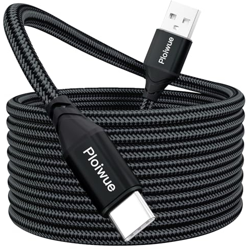 Cable USB C de 8 m, extralargo, cable de carga USB C, cable de carga USB tipo C para Samsung Galaxy S22 S21 S20 S10 S9 S8 Note 10 9 8, PS5, Huawei P30 P20, LG V30 V20 G6 (negro)