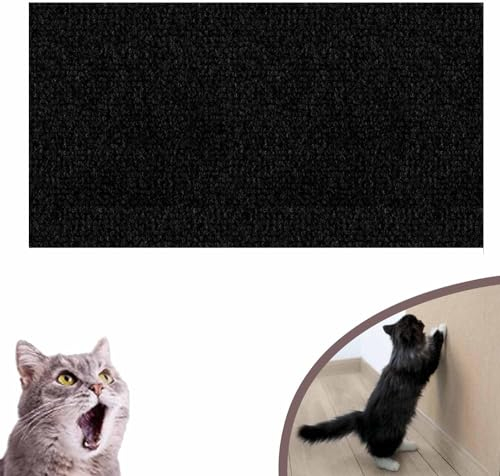 DIY Kletter-Katzenkratzer, zuschneidbares selbstklebendes Teppich-Katzenmatten-Pad, Katzen-Kletterwand, verschleißfest, Kratzfest, Möbelschutz für Sofa, Glas, Wand (Schwarz, 12 * 40in)