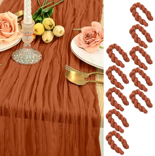 Seihtuch-Tischläufer, Terrakotta, 3,6 m, Gaze-Tischläufer, halbdurchsichtig, 88,9 x 360,7 cm, Boho- oder rustikale Tischdekoration, romantischer Hochzeitstischläufer oder Bogendrapierung für