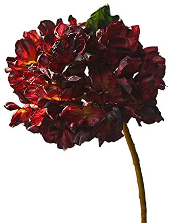 ZHDOKA Künstliche Hortensien aus Seide, 35,6 cm, Fühlen Sich Echt An, Vintage-Hortensienstrauß, Lebensechte Kunstblumen für Hochzeiten, Tafelaufsätze, Tische, Partys, Outdoor, Zuhause(Dunkelrot)