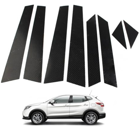 QQDQUUHV Carbon Fiber Black Pillar Post Window Trim For Qashqai J11 2015-2022 Door Window Pillar Cover Sticker Decals Kits