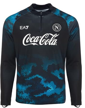 SSC Napoli Felpa Training Azzurro, EA7 Prodotto Ufficiale, Manica Lunga 2024/2025 - L