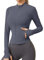 IECCP Sportjacke Leichte Jacke Damen Laufjacke Trainingsjacke Activewear Sportkleidung Frauen Sport Jacke Fitness Enge Zip Sportswear Yoga Gym Kleidung Dunkelgrau Blau XS
