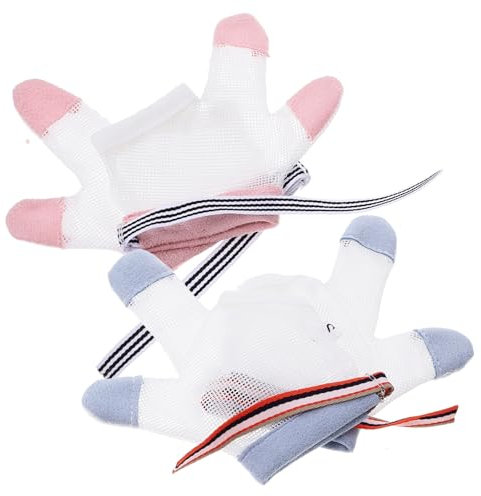 ibasenice 8pairs Protect Biting Nails Teething Relief Soft Mesh Glove for Boy Girl Comfortable and Easy to Clean