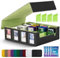 UAONO Trading Card Storage Box for Commander Display, 2400+ MTG Deck Box with 4 Toploader, TCG Card Case fits Magic PTCG Sports Cards(Black&Lemon green)