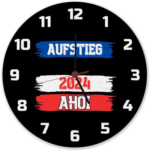 speecheese Kiel AHOI Wanduhr aus Alu mit Spruch Aufstieg 2024 Maritimer Hafen-Chic Stadt-Wappen Design Fußball-Aufsteiger 2024 Schleswig-Holstein Stolz