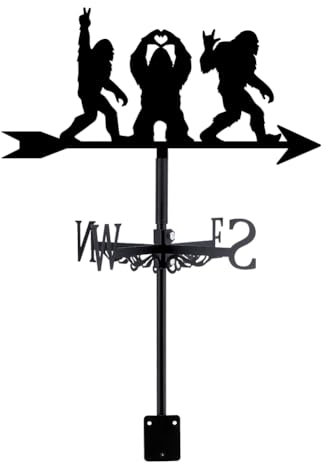 SUPERDANT Girouette de Jardin Exterieur Sasquatch Girouette Peace and Love Girouette en Métal Outil de Mesure du Vent Extérieur Deco Jardin Exterieur du Vent Girouettes en Fer