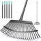 Garden Leaf Rake,with 25 Metal Tines,47 cm Wide Heavy Duty Leaf Rake, Leaves Rakes with 186 CM Adjustable Handle for Yard Lawn Shrub Garden Leaves