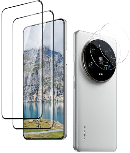 uShield Verre Trempé pour Xiaomi 14 Ultra, Film de Protection d' écran Anti-Rayures, Écran de Protection Anti-Empreintes, 2 Pièces Protection écran + 2 Pièces Caméra Protection écran