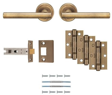 Carlisle Brass Faro Ulitmate Door Pack - Includes Pair of Handles, 3 Hinges and a 3 Latch in Antique Brass
