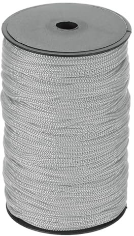 sourcing map Corde tressée en polypropylène de 6,35 mm, corde en nylon de 100 m, corde utilitaire creuse pour corde à linge, camping, randonnée, extérieur, gris clair