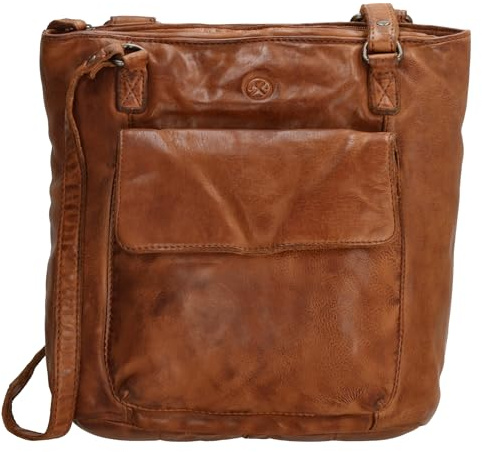 Hide & Stitches Damen Shopper - Paint Rock - 100% Leder - Cognac