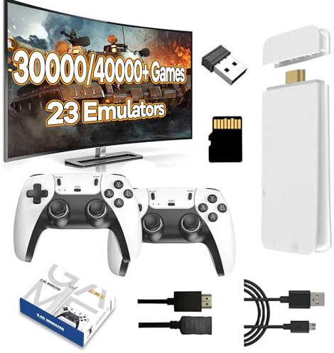 M15 Consola de Juegos Retro Game Stick 30000+ Juegos,23 Emulador,4K HDMI Consola de Videojuegos portátil con Controladores inalámbricos duales de 2.4Ghz,Plug and Play Video Game Stick for TV (64G)