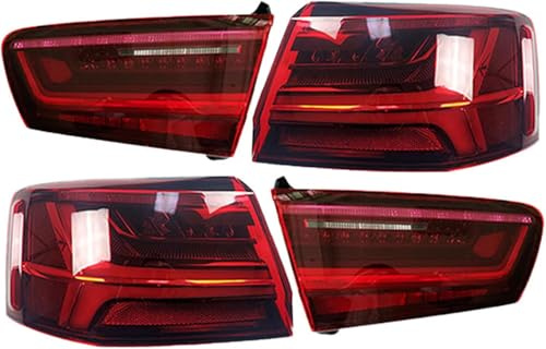 CYBHYAXC Auto Rückleuchten für Audi A6 S6 C7 2012 2013 2014 2015 2016 2017 2018, Rückleuchte Bremse Warnung Reflektor Signal Nebel Lampe Zubehör Wetterfest Rücklichtaustausch,A-Left Inner