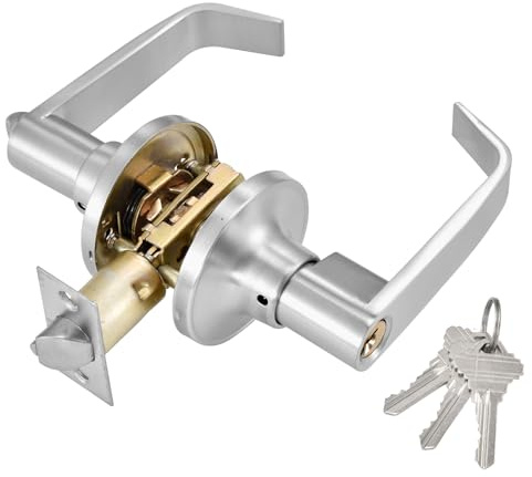 Whemyreat Tirador de puerta con llave, juego de cerradura de aleación de zinc, juego de cerradura universal para dormitorio, baño, herrajes (plata, 25-45 mm)