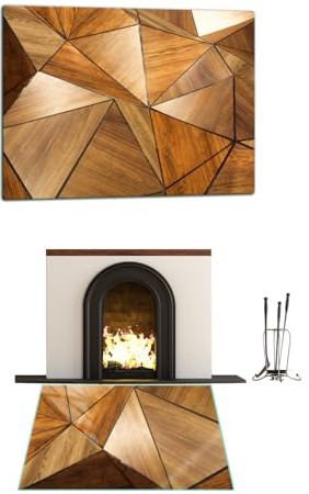 TMK ArtDeko Glasplatte für Kaminofen 30x52 cm – Funkenschutzplatte Glas Rechteckig – Feuerfeste Bodenschutzplatte Kamin